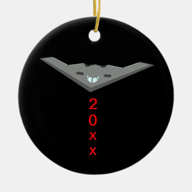 B2 Stealth Bomber Silent Night Julgransprydnad Keramik (Framsidan)