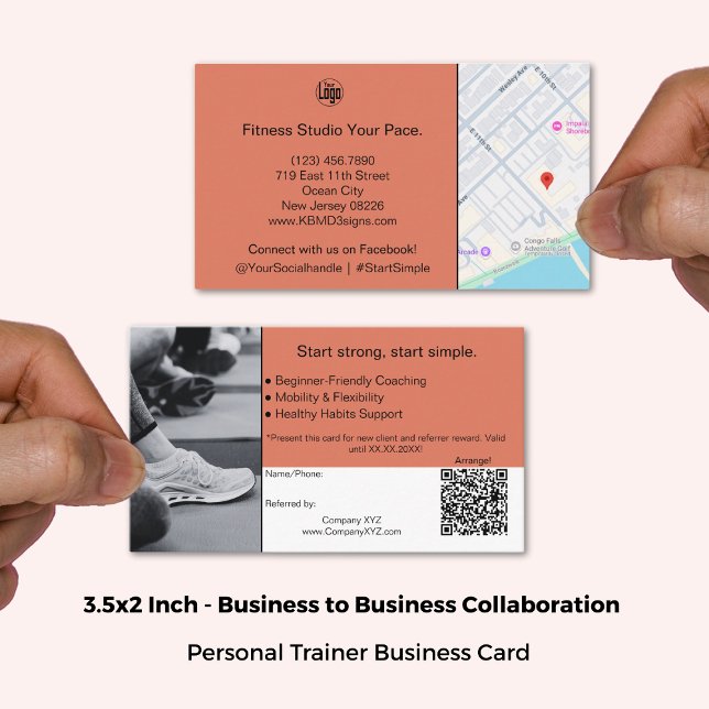 B2B-tjänster QR-kod - bränd Orange svart Rabattkort (3.5x2 Inch, B2B Services QR Code Burnt Orange Black Referral Card)