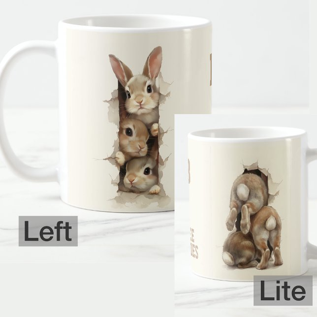 B3 Three Bunnies 3D Illusion  Kaffemugg (Skapare uppladdad)