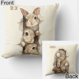 B3 Three Bunnies 3D Illusion Kudde