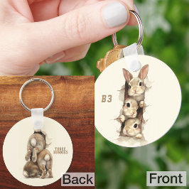 B3 Three Bunnies 3D Illusion Nyckelring