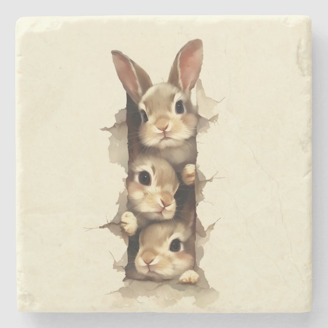 B3 Three Bunnies 3D Illusion  Stenunderlägg (Framsidan)
