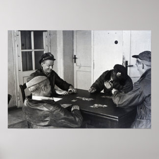 B-17 Bomber-piloter som spelar kort Poster