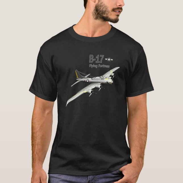 B 17 Bomber WW2 Airplane T Shirt (Framsida)