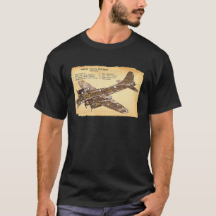 B 17 Bomber WWII Flies Fortress Diagram T Shirt