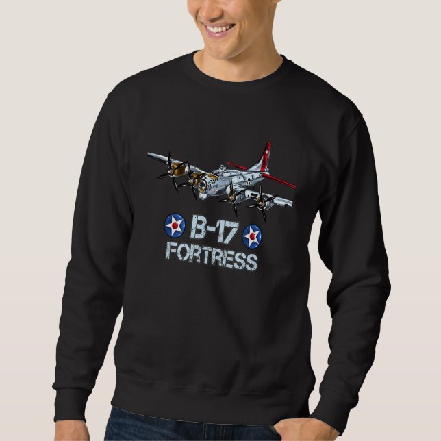 B 17 Flygande fästning Bomber Lång Ärmad Tröja (Framsida)