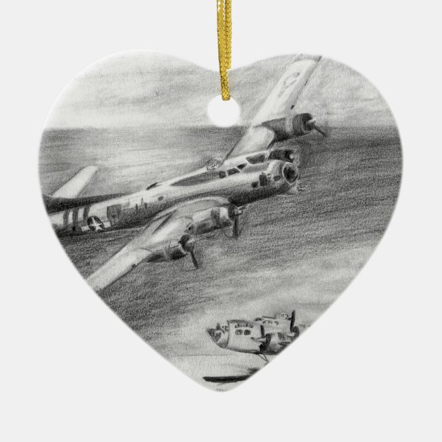 (B-17) Flygande fästning Julgransprydnad Keramik (Framsidan)