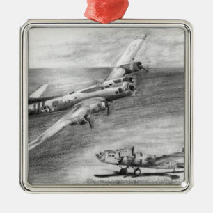 (B-17) Flygande fästning Julgransprydnad Metall