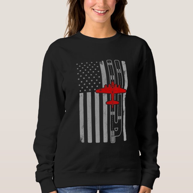 B-17 Flygande fästning-plan Amerikanska Flagga Run T Shirt (Framsida)