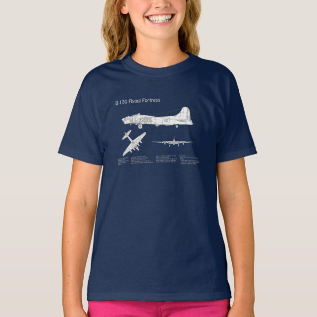 B-17 Flygfästning - Flygplanets plan ABD T Shirt (Framsida)