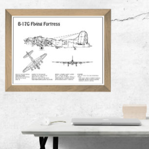 B-17 Flygfästning - Flygplanets plan för skisser B Fototryck