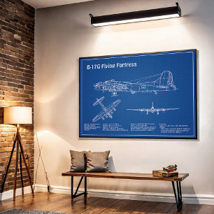 B-17 Flygfästning - Planer för flygplansavtryck AD Poster