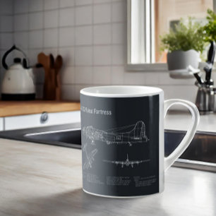 B-17 Flygfästning - Planer för flygplansskiss PD Kaffemugg
