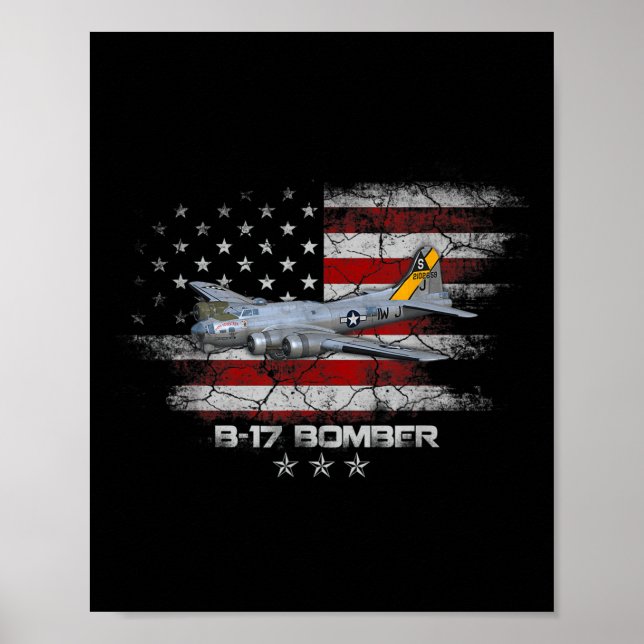 B-17 Flygfästning Världskrig 2 Bomber Warplane W Poster (Framsidan)