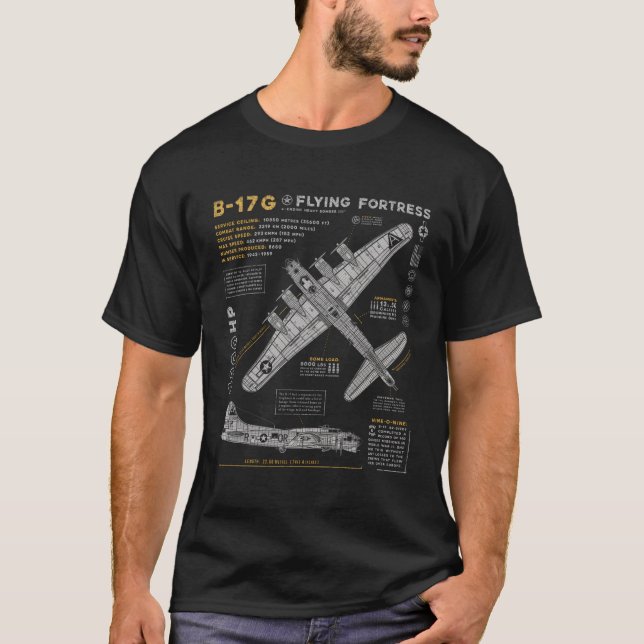 B-17 Flygfästning Ww2 B-17G Bomber Aviation T Shirt (Framsida)
