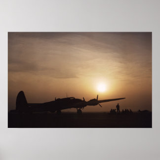 B-17 Sunset Langley 1942 | Vintage Foto Affisch