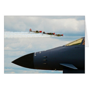 B-1 Bomber och WWII Fighters Hälsningskort