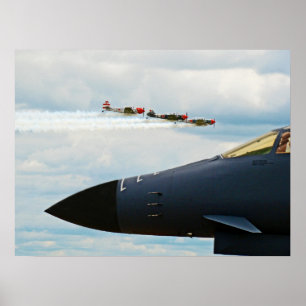 B-1 Bombplan och WWII-jaktplan Poster