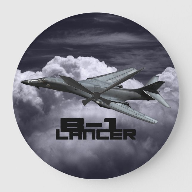 B-1 Lancer Round-väggklocka (stor) Stor Klocka (Framsida)