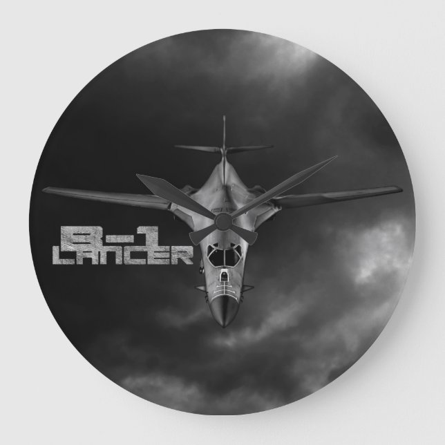B-1 Lancer Round-väggklocka (stor) Stor Klocka (Framsida)