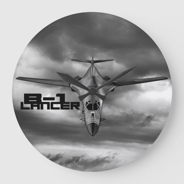 B-1 Lancer Round-väggklocka (stor) Stor Klocka (Framsida)