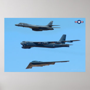 B-1B, B-52H och B-2 STRATEGISKT BOMFORMATION Poster