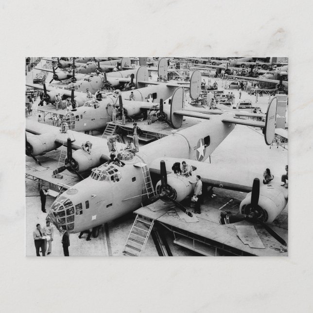 B-24 Bomber Assembly Line, 1943 Vykort (Framsida)