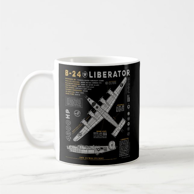 B-24-bombplan B24 Kaffemugg (Vänster)