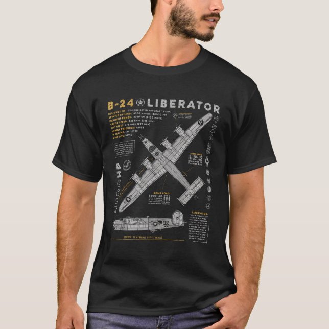 B-24-bombplan B24 T Shirt (Framsida)