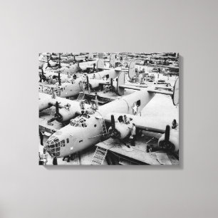 B-24-bombplans monteringslinje, 1943 canvastryck