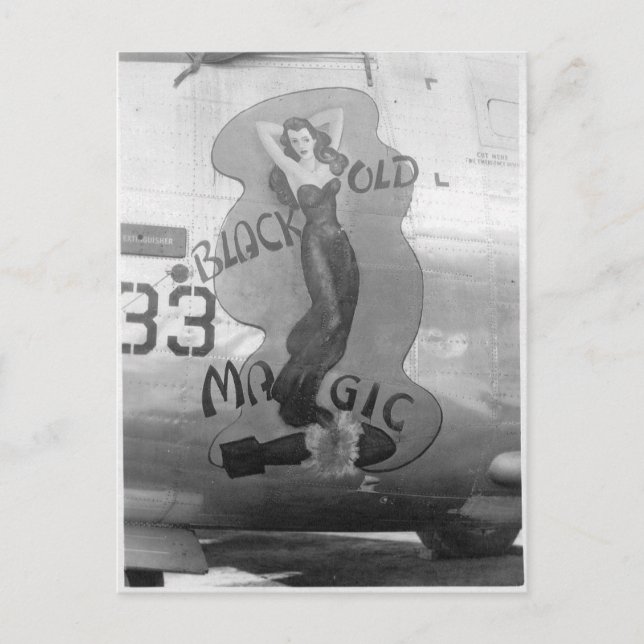 B-24 Nose Art "Old Black Magic"-vykort Vykort (Framsida)
