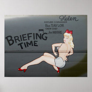 B-25 Briefing Time Nose Art Photo Poster
