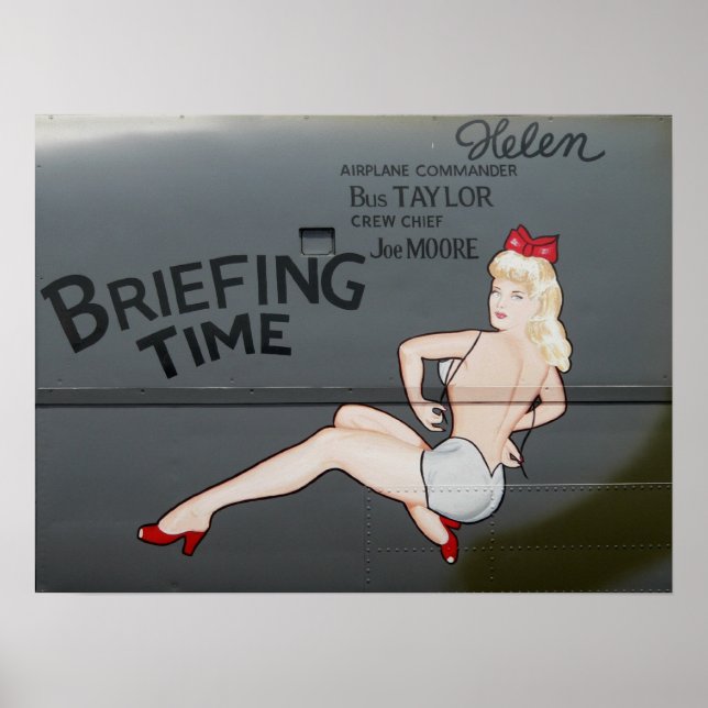 B-25 Briefing Time Nose Art Photo Poster (Framsidan)