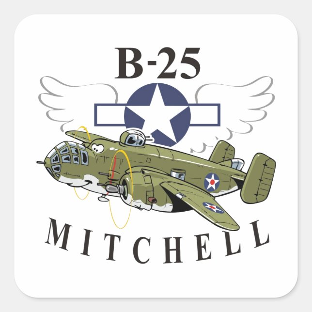 B-25 Mitchell Fyrkantigt Klistermärke (Framsida)