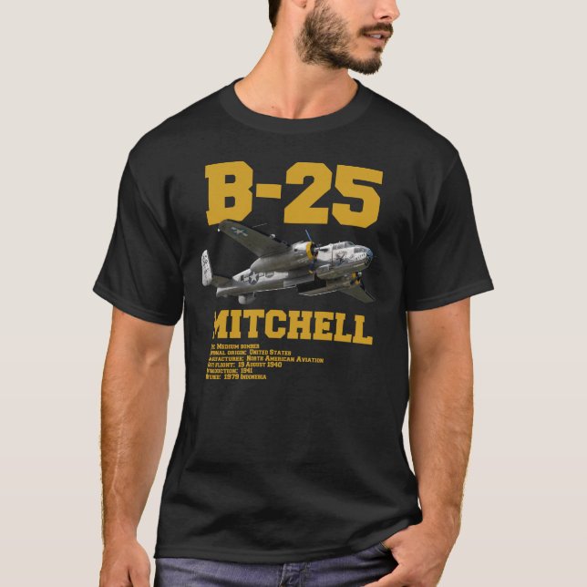 B-25 Mitchell | WW2 Plane T Shirt (Framsida)