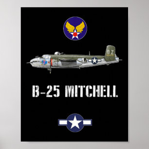 B-25 Mitchell Wwii Militärbombare Luft med Poster