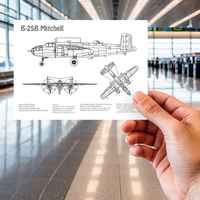 B-25B Mitchell Doolittle - Flygplan BD BD Vykort (Skapare uppladdad)
