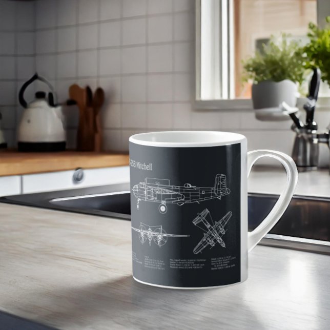B-25B Mitchell Doolittle - Flygplan - Blåavtryck P Kaffemugg (Skapare uppladdad)