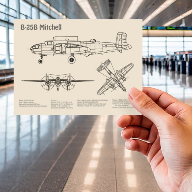 B-25B Mitchell Doolittle - Flygplanets avtryck SD Vykort (Skapare uppladdad)