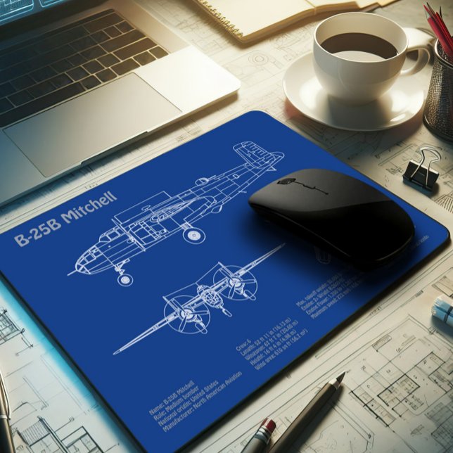 B-25B Mitchell Doolittle - Flygplanets blåkopia AD Musmatta (Skapare uppladdad)
