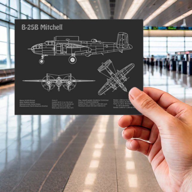 B-25B Mitchell Doolittle - Flygplansritning PD Vykort (Skapare uppladdad)