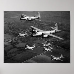 B-26B Marauder Bomber som flyger i formation Poster