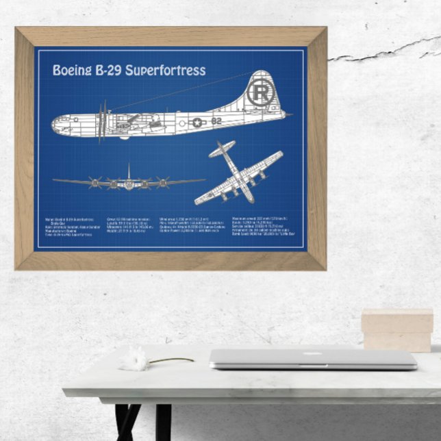 B-29 Superfästning - Flygplanets plan för blåkopia Fototryck (Skapare uppladdad)