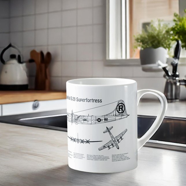 B-29 Superfästning - Flygplanets plan för blåkopia Kaffemugg (Skapare uppladdad)