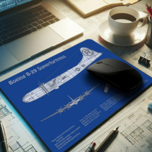 B-29 Superfästning - Flygplanets plan för blåkopia Musmatta