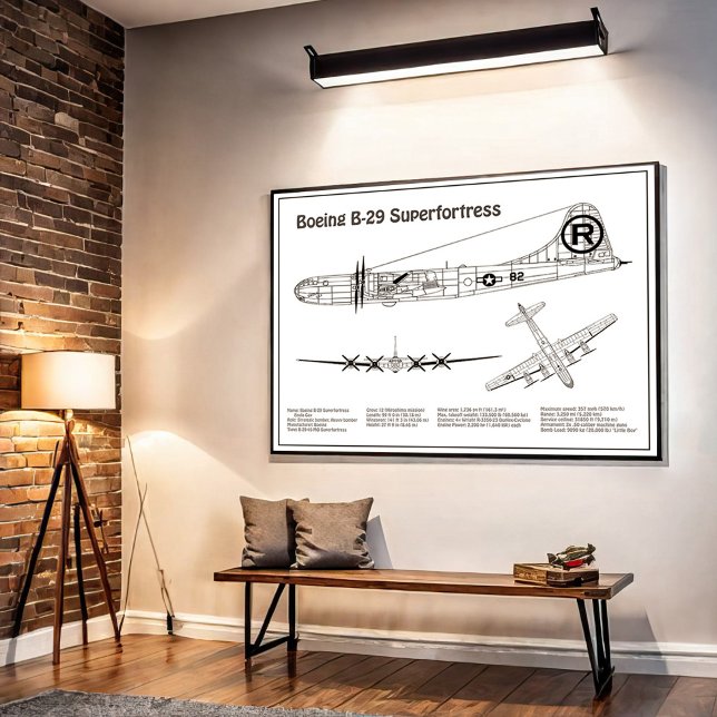 B-29 Superfästning - Flygplanets plan för blåkopia Poster (Skapare uppladdad)