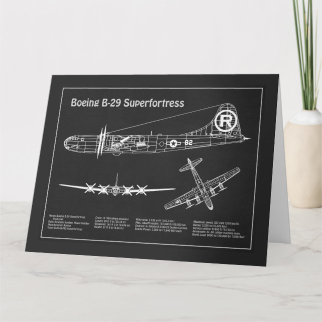 B-29 Superfästning - Flygplanets plan för blåkopia Tack Kort (Framsida)