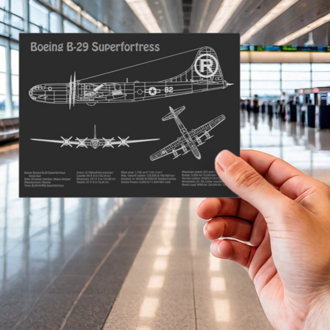 B-29 Superfästning - Flygplanets plan för blåkopia Vykort (Skapare uppladdad)