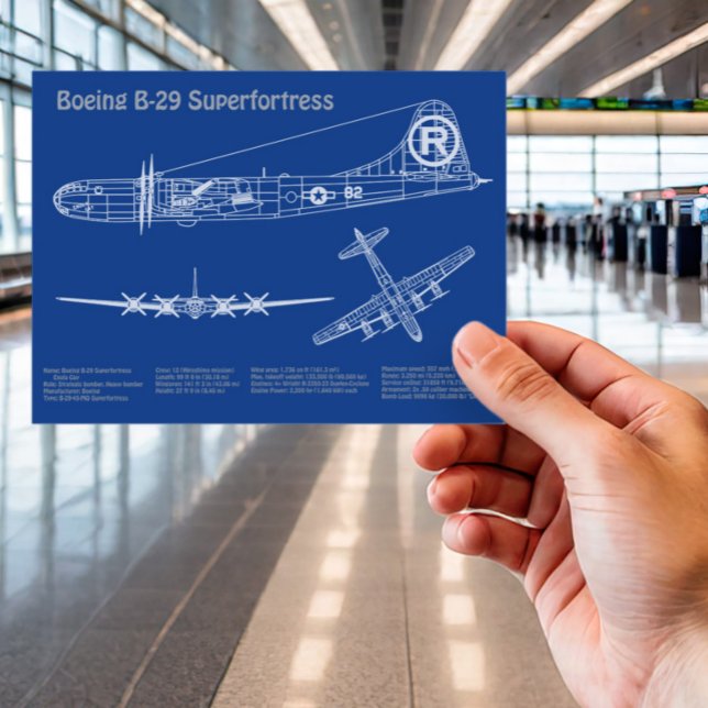 B-29 Superfästning - Flygplanets plan för blåkopia Vykort (Skapare uppladdad)