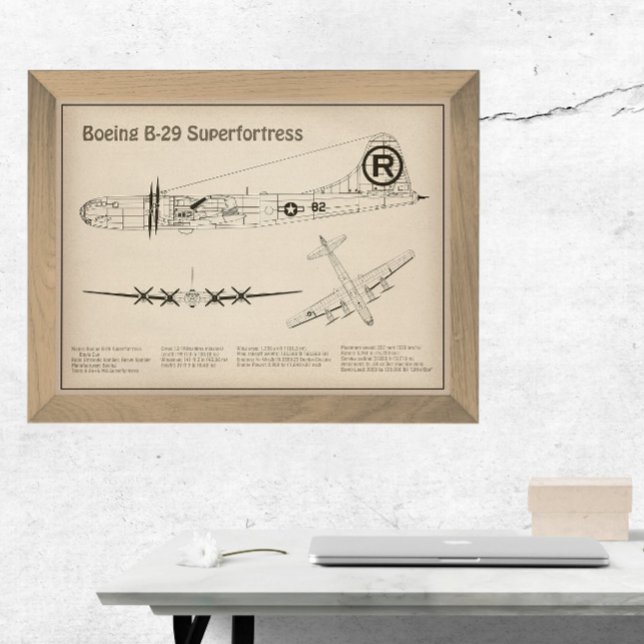 B-29 Superfästning - Flygplanets plan SD Fototryck (Skapare uppladdad)